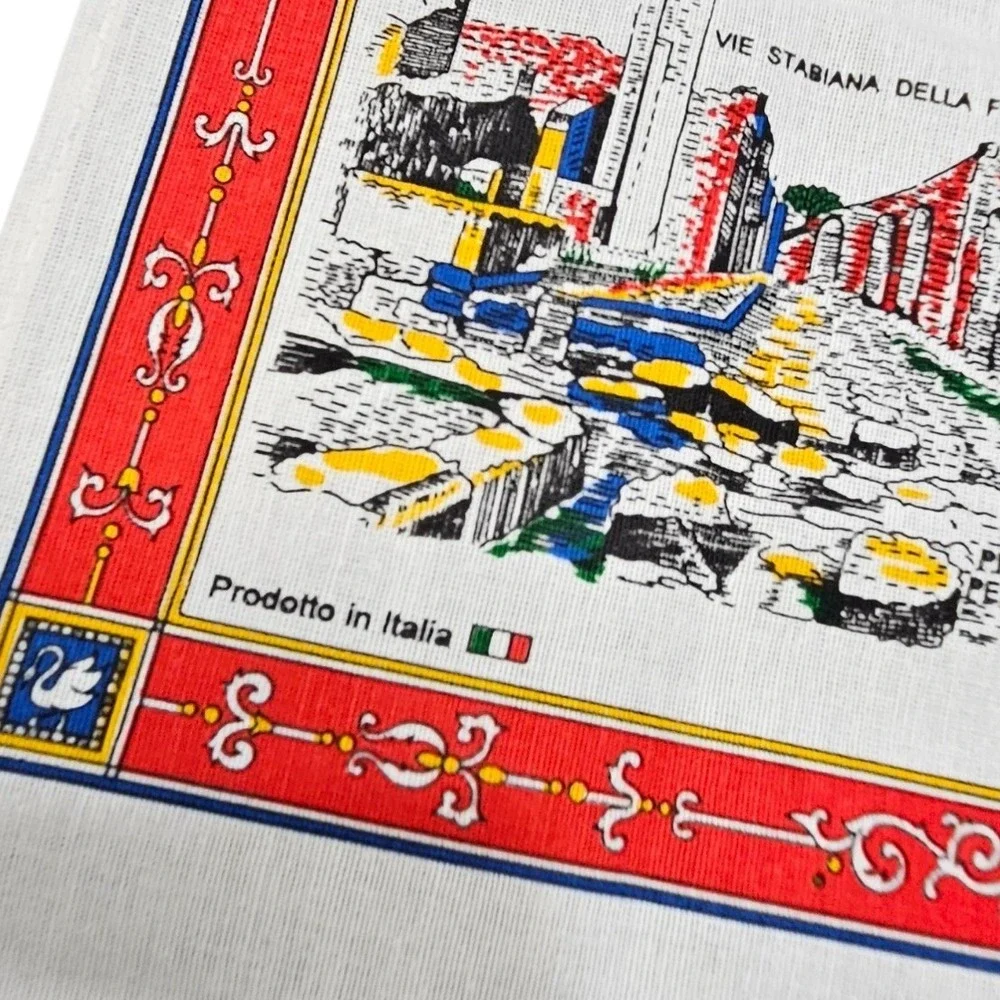 Vintage Pompeii Scene Woven Kitchen Tea Towel 100%‎ Pure Cotton Made in Italy